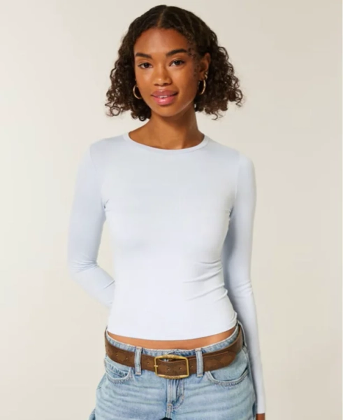 Long-Sleeve Seamless Fabric Crew Baby Tee