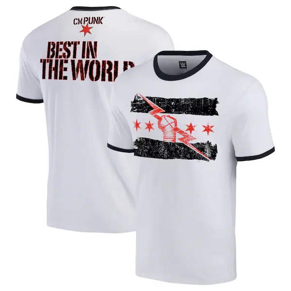 Men's White/Black CM Punk Best In The World Ringer T-Shirt