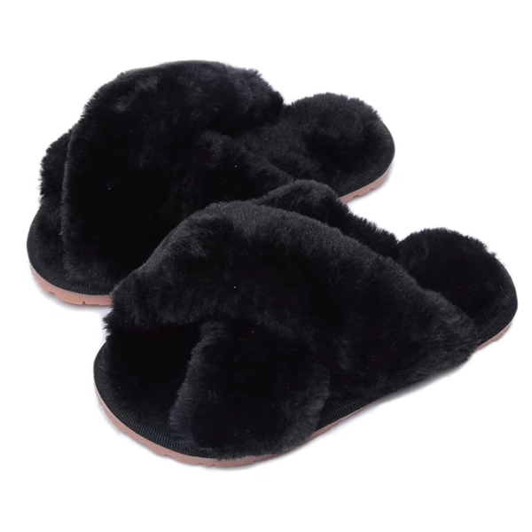 Drecage Kids Fluffy Slippers for Girls Open Toe Warm Fuzzy Slippers Bedroom House Shoes - Walmart.com