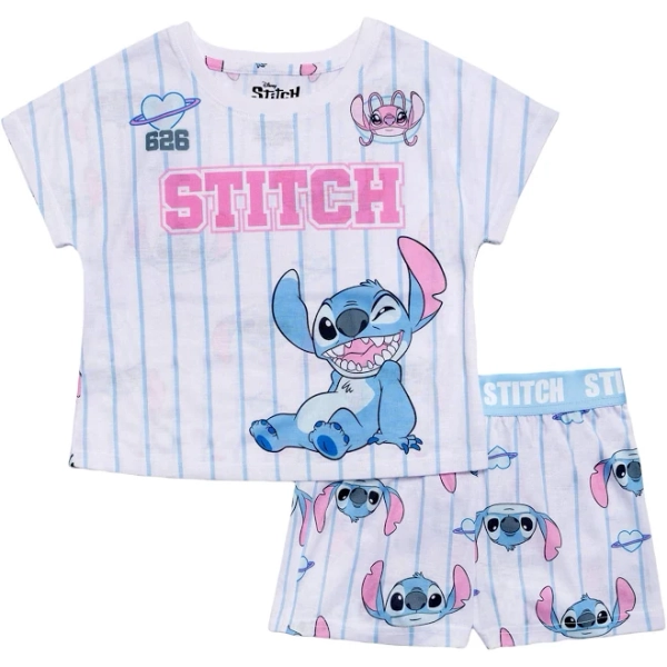 Lilo & Stitch Girls 2-Piece Jersey Short Sleeve Top and Short