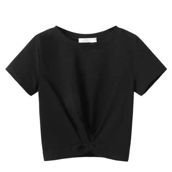 Oudiya Girl's Soft Crewneck Short Sleeve Twist Wrap Tee