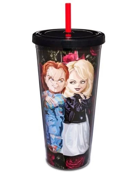 Spencer's Crazy in Love Chucky and Tiffany Cup with Straw