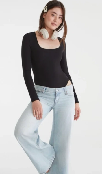 ClearanceWomenTopsKnit TopsLong Sleeve Buttery Soft Square-Neck BodysuitLong Sleeve Buttery Soft Square-Neck Bodysuit