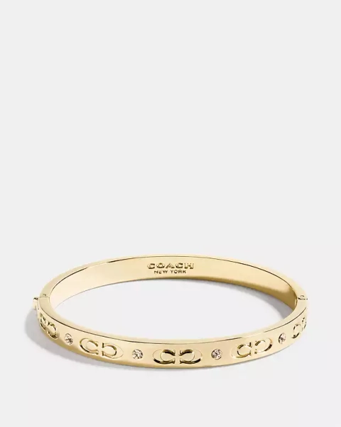 Gold Signature Hinged Bangle