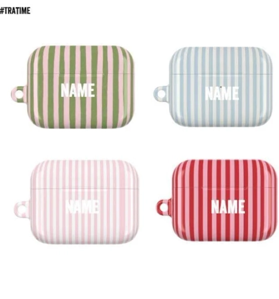 Custom Pastel Striped AirPods Case - Cute Minimal Aesthetic AirPods Cover for Women Girls