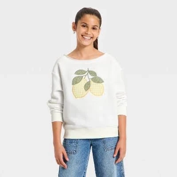 Girls' Off the Shoulder Citrus Graphic Sweatshirt