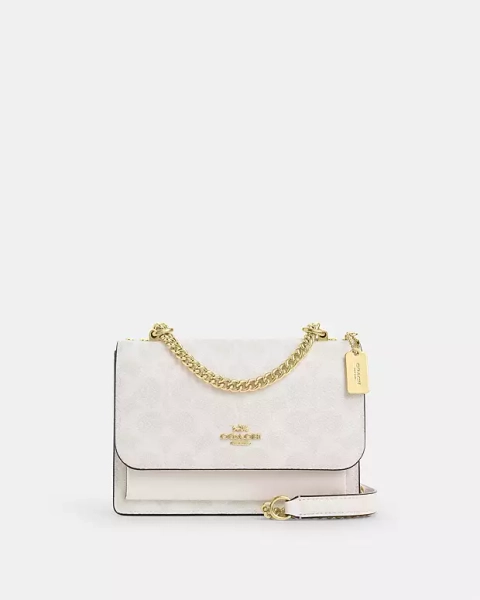 Gold/White/Chalk Mini Klare Crossbody Bag In Signature Canvas