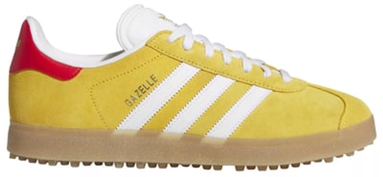 adidas Originals Men's Gazelle Spikeless Golf Shoes, M11/W12, Bold Gold/White/Scarlet