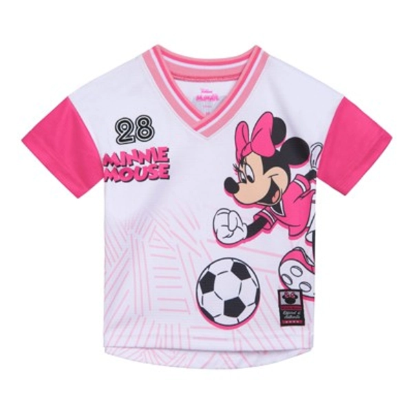 Disney Minnie Mouse Toddler Girls Mesh Soccer Jersey T-Shirt Pink / White 4T