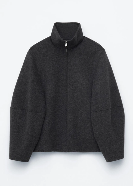 Zip-Up Wool Jacket - Dark Grey