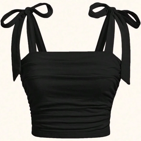 SHEIN Tween Girl Elegant Fitted Bow-Knot Cami Tank Top