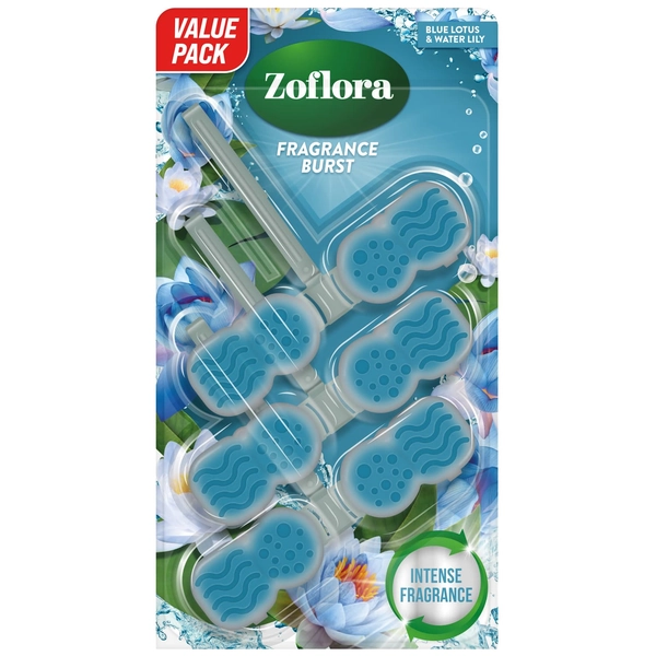 Zoflora Fragrance Burst Rim Blocks 3pk - Blue Lotus & Water Lily