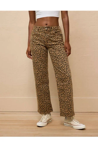 AE Women's High-Waisted Stretch Leopard Stovepipe Ankle Pants