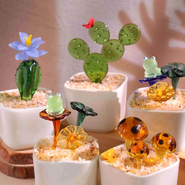 Handmade Glass Cactus and Succulents