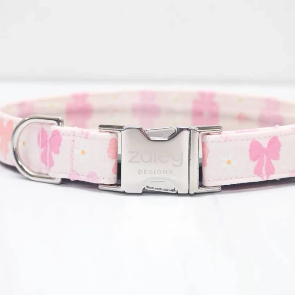 Pink Bows & Daisies Dog Collar S/M