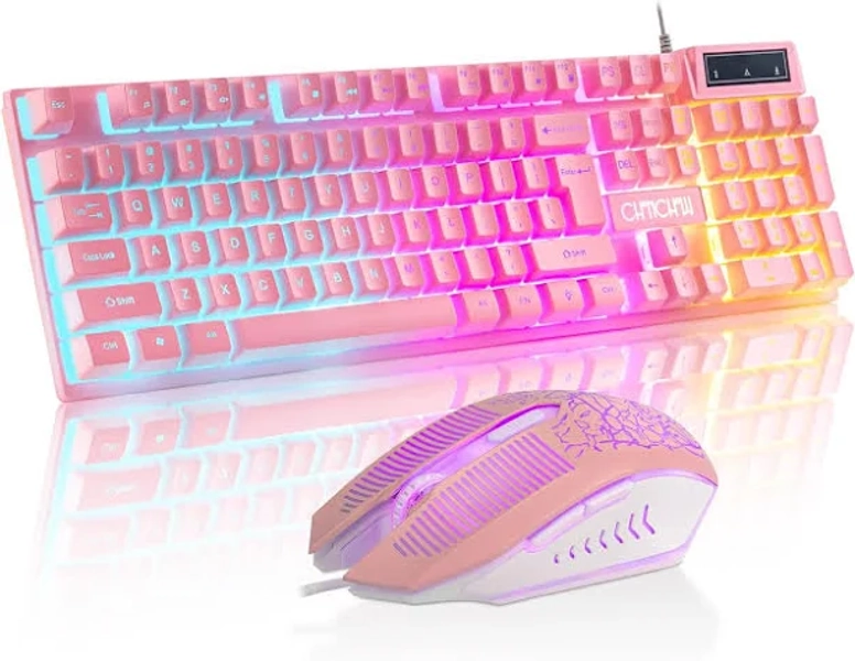 CHONCHOW Pink Gaming Keyboard and Mouse Combo