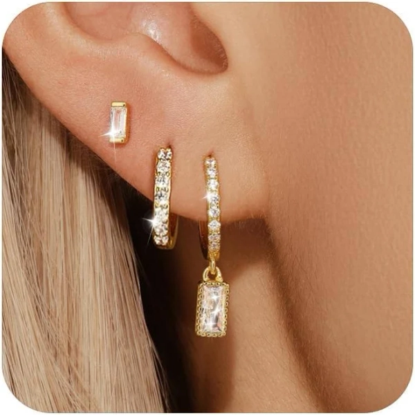 Women's Trendy Huggie Hoop Earrings Set (3 Pairs)