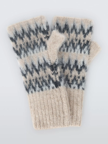 John Lewis Fairisle Wool Blend Handwarmers, Natural/Multi