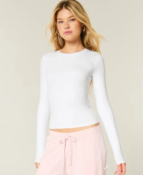 Long-Sleeve Seamless Fabric Crew Baby Tee
