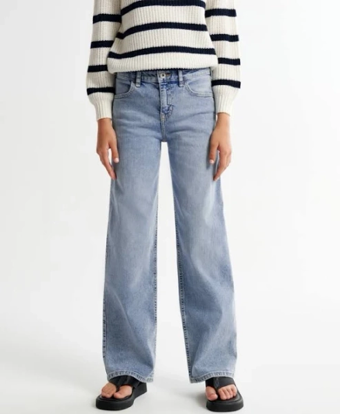 Abercrombie Kids Girls High Rise Wide Leg Jeans
