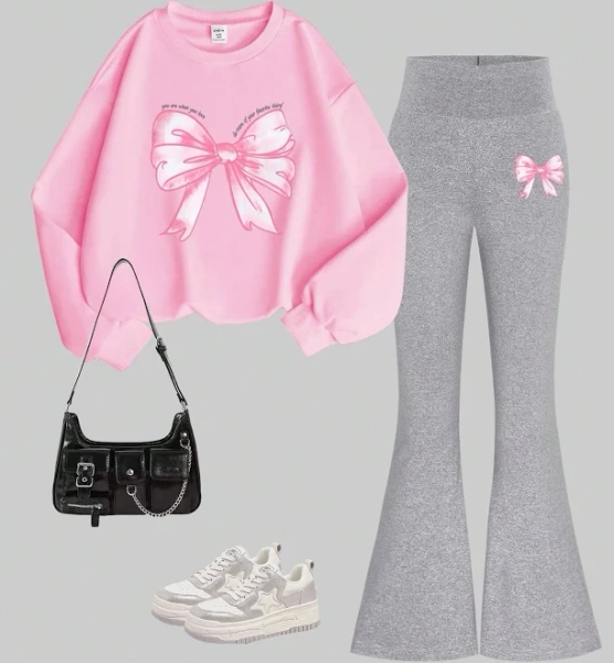 SHEIN Girls Bow Flower Tracksuits