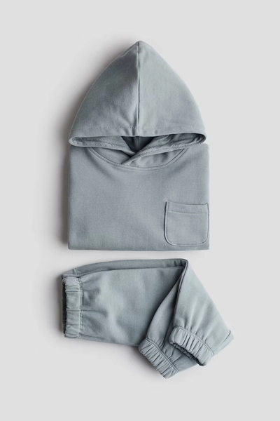 2-piece Cotton Sweatsuit - Dusty turquoise
