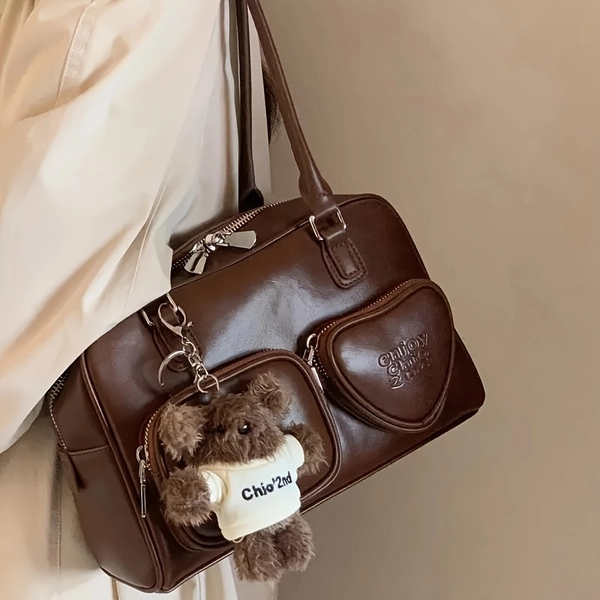 vintage inspired womens shoulder bag cute bear   - Temu
