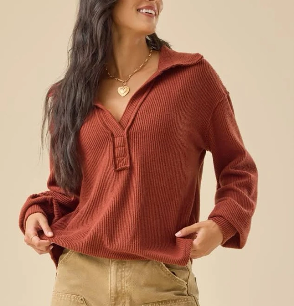 Altar'd State Kayleigh Ribbed Oversized Top