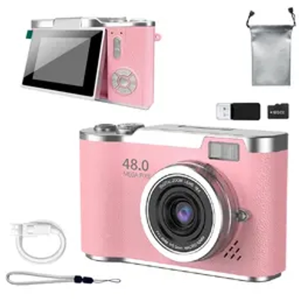 Foldable Screen Student Camera, 1 Count Retro CCD Card Machine, Entry-level Digital Camera, 1080P High Built-in Games & Filter Functions Camera, Mini