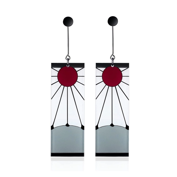 925 Sterling Silver Tanjiro Earrings,Anime Cosplay Tanjiro Black Earrings Ear clip For Men Women Earrings (E1)