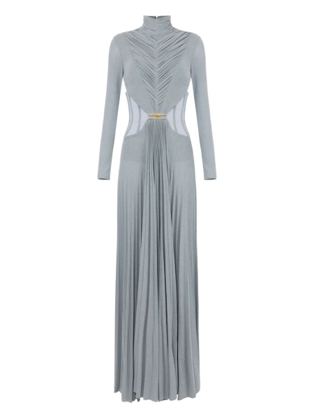 Elisabetta Franchi robe plissée à col montant | 38