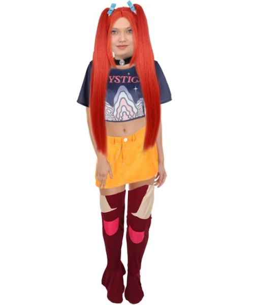 Adult Women K-Pop Star Demon Hunter Costume Set with Wig | Ideal for Cosplay Outfit for Halloween & Themed Parties | Flame-retardant Synthetic Fiber -
