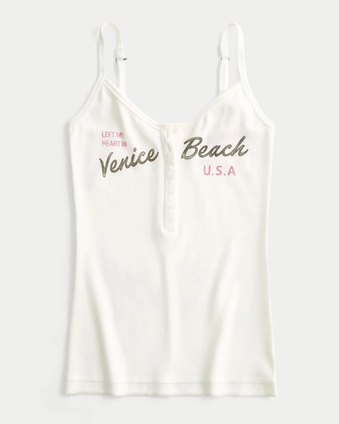 Venice Beach Graphic Henley Cami