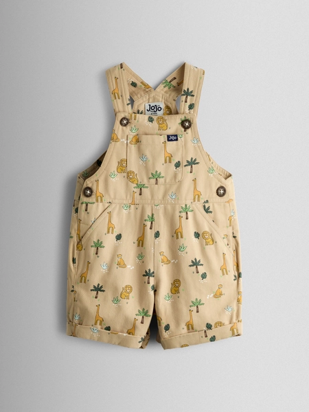 JoJo Maman Bébé Natural Safari Printed Twill Dungaree