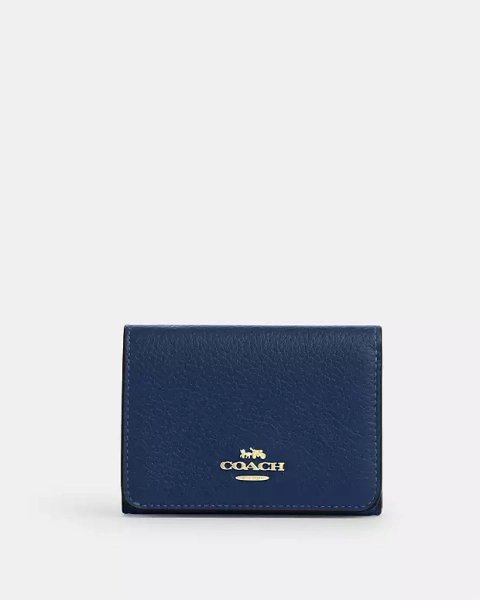 Im/Tan/Deep Blue Card Holder Wallet In Signature Canvas