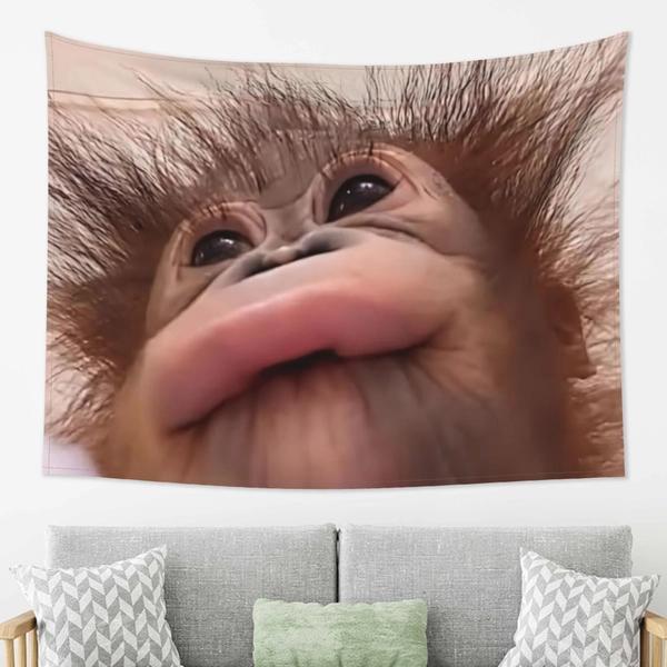 Soft-Haired Little Gorilla Printed Tapestry, Fashionable Lightweight Durable Wall Decor, Multifunctional Decoration/Bedroom/Living Room/Art Canvas, Soft Texture, Suitable for Indoor And Outdoor Decor