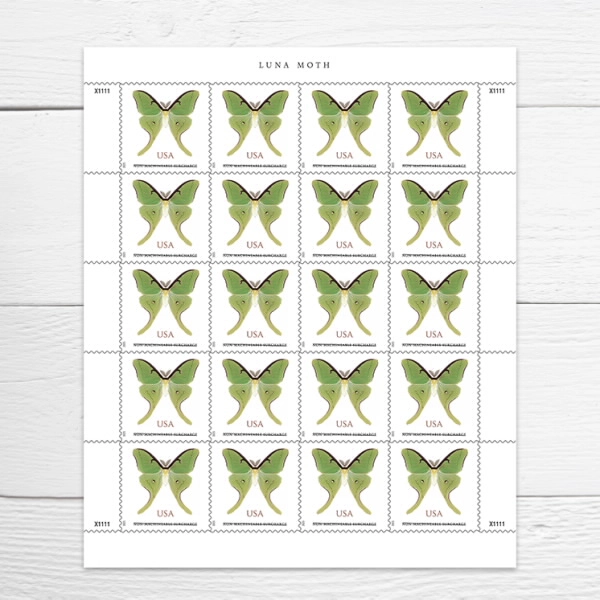 Luna Moth Stamps $1.27, Sheet of 20