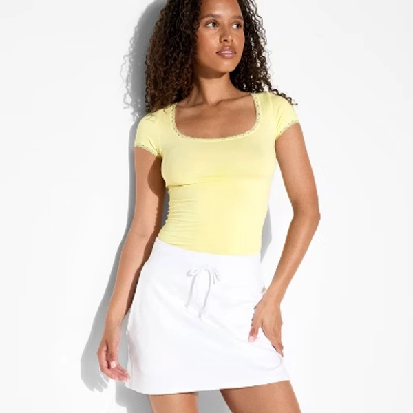 Women's Seamless Cap Sleeve Square Neck T-Shirt - Wild Fable™ Lemon Yellow XL
