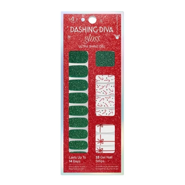 Dashing Diva Holiday Gloss Gel Nail Polish Strips - Big Red Bow - 32ct