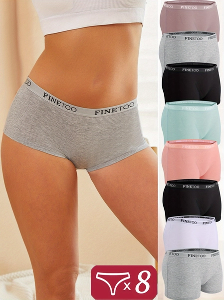 8pcs women pure boxer panties soft comfortable briefs solid - Temu