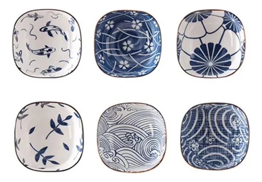 2/6 Cuencos Para Mojar, Miniplatos De Aperitivo, Azul Vintag