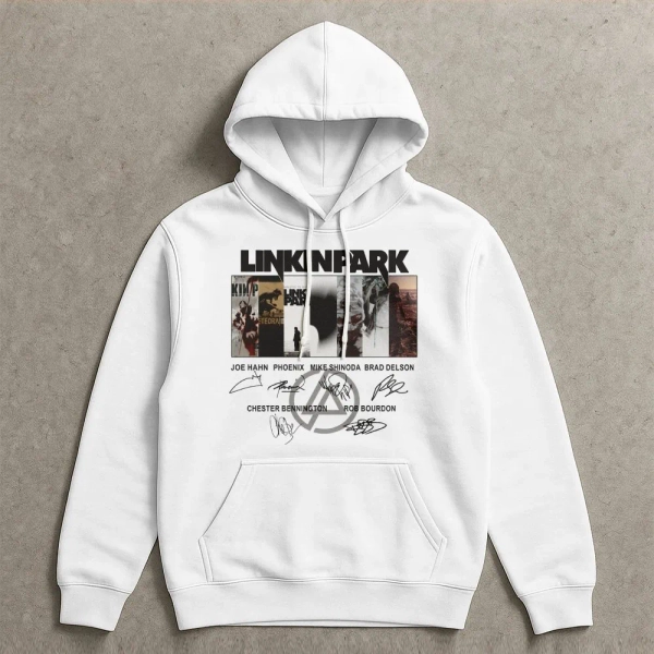 Linkin Park Hoodie | Band Logo Signature Album Collage Design | Soft Cotton-Poly Fleece Hoodie | Gift for Rock Music Fans