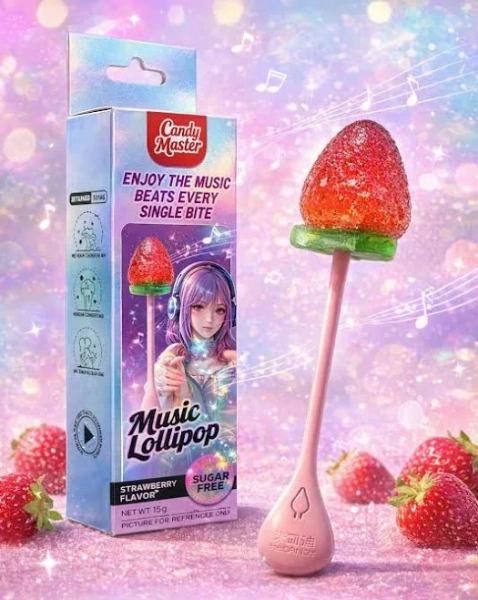 4d Strawberry Music Lollipop, With Bone Conduction Technology