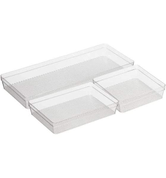 Oggi Set of 3 Clear Drawer Organizers