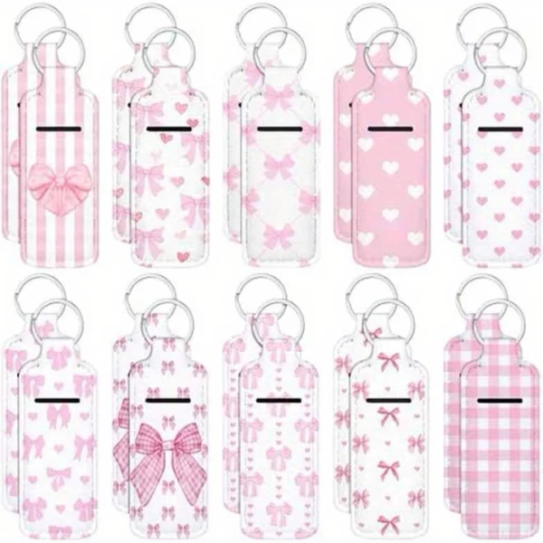 20pcs Lipstick Holder Keychain Bulk, Portable Clip, Lip Gloss Sleeve Pouch, Coquette Birthday Party Favor, Pocket Lip Balm Holder, Lip Gloss Holder