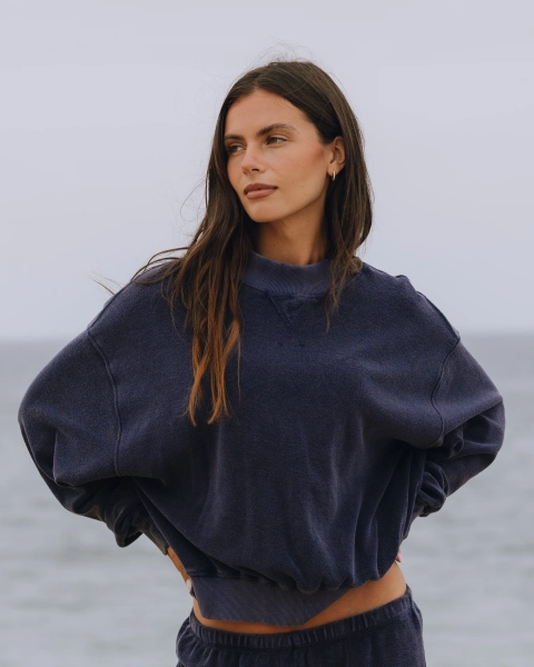 Terry Vintage Crew - Sunbleached Navy