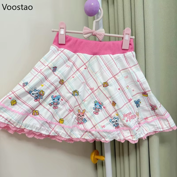 Japanese Sweet Lolita Style Mini Skirts Women Kawaii Cartoon Embroidery Lace Pleated Skirts Y2k Short Fairy Skirt Faldas Mujer - AliExpress 200000345