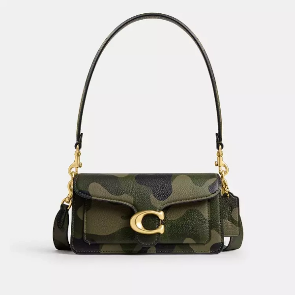 Brass/Green Multi Tabby Shoulder Bag 20 With Camo Print