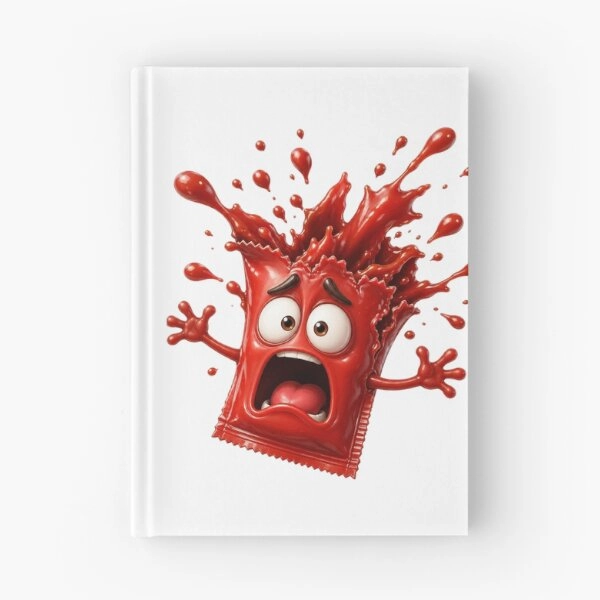 Scared Red Paint Splatter Cartoon Character Journal (hard cover)