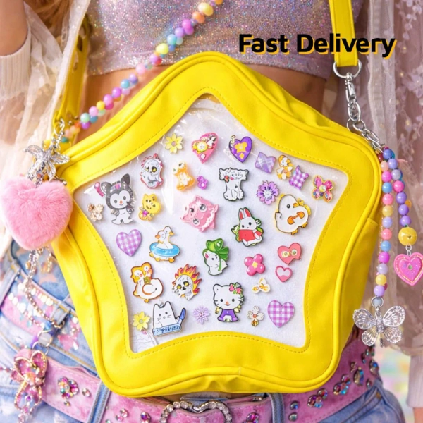 Star Ita Bag Crossbody, Kawaii Pin Display Cross Body, Clear Window Purse for Anime Pins, Cute Shoulder Bag for Collectors, Unique Itabag. - Etsy